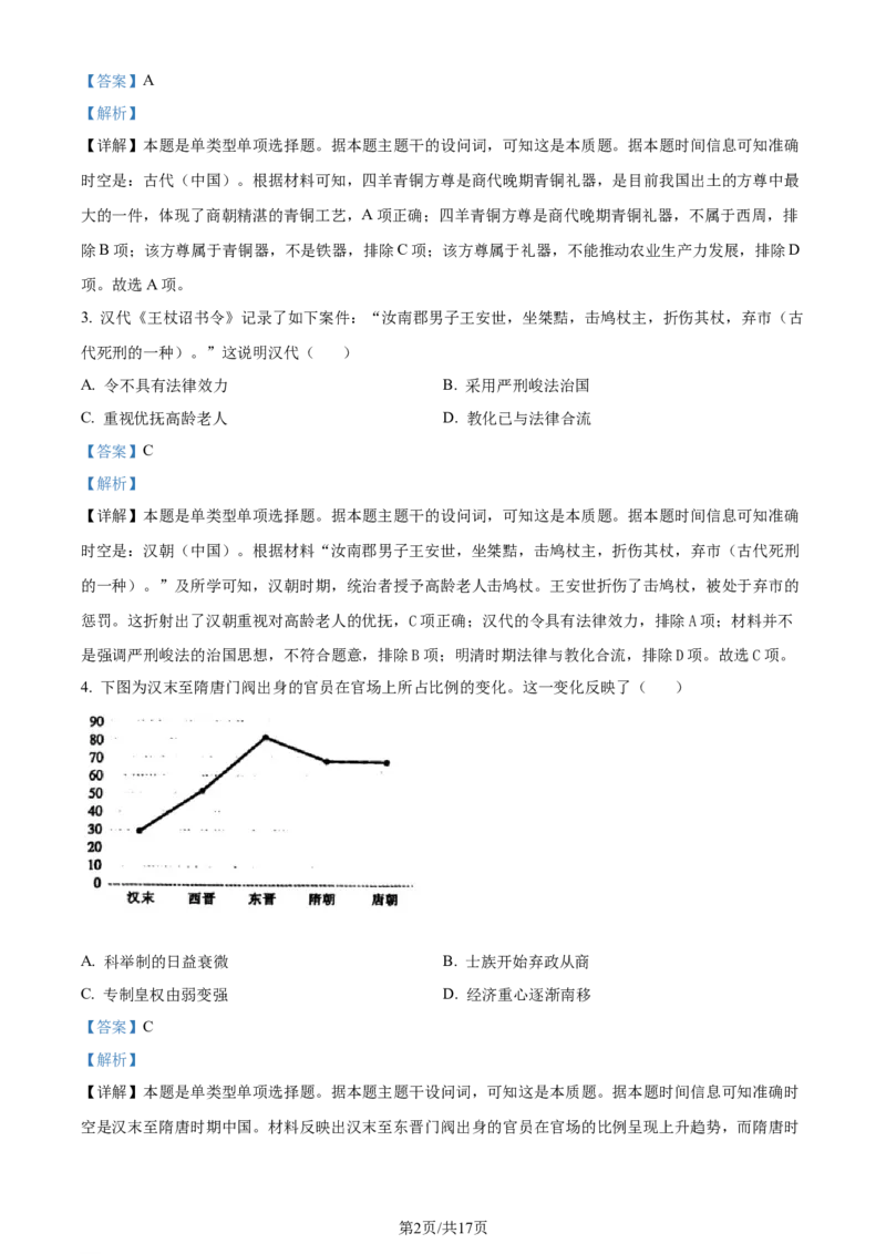精品解析：2024届浙江省金华市高考二模历史试题（解析版）_2024年4月_01按日期_16号_2024届浙江省金华十校高三下学期4月模拟考试