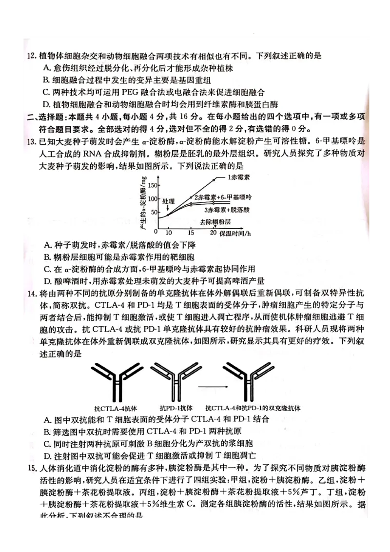生物学试卷_2024年2月_01每日更新_28号_2024届湖南省金太阳高三下学期2月开学统一考试（&spades;）_湖南省金太阳2024届高三下学期2月开学统一考试（&spades;）生物