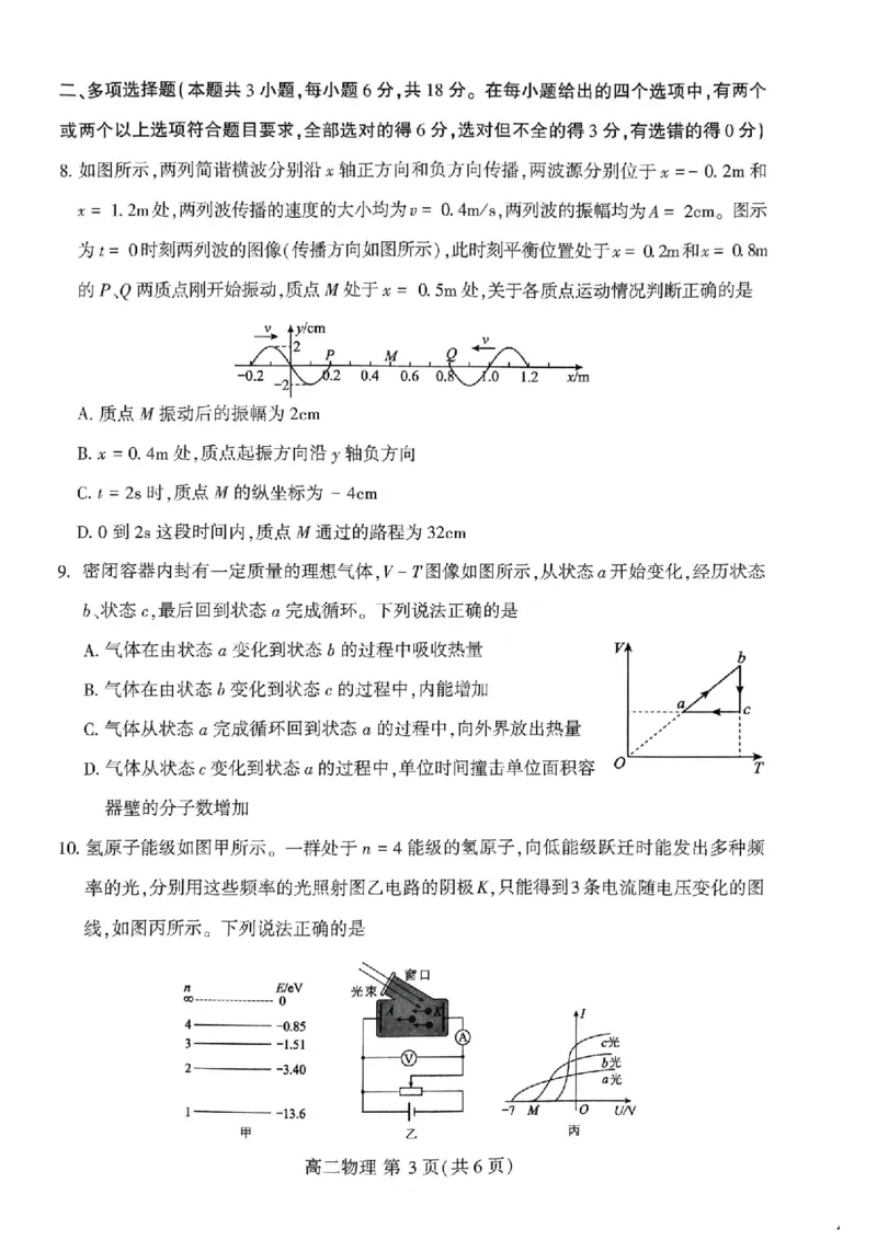 扫描件_高二物理_2024-2025高二（7-7月题库）_2024年07月试卷_0707河南省许昌市2023-2024学年高二下学期7月期末教学质量检测_河南省许昌市2023-2024学年高二下学期7月期末教学质量检测物理