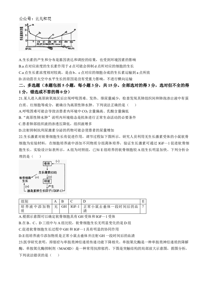江苏省镇江市三校、泰州市部分学校2024-2025学年高二上学期11月期中生物试题（含答案）_2024-2025高二（7-7月题库）_2024年11月试卷