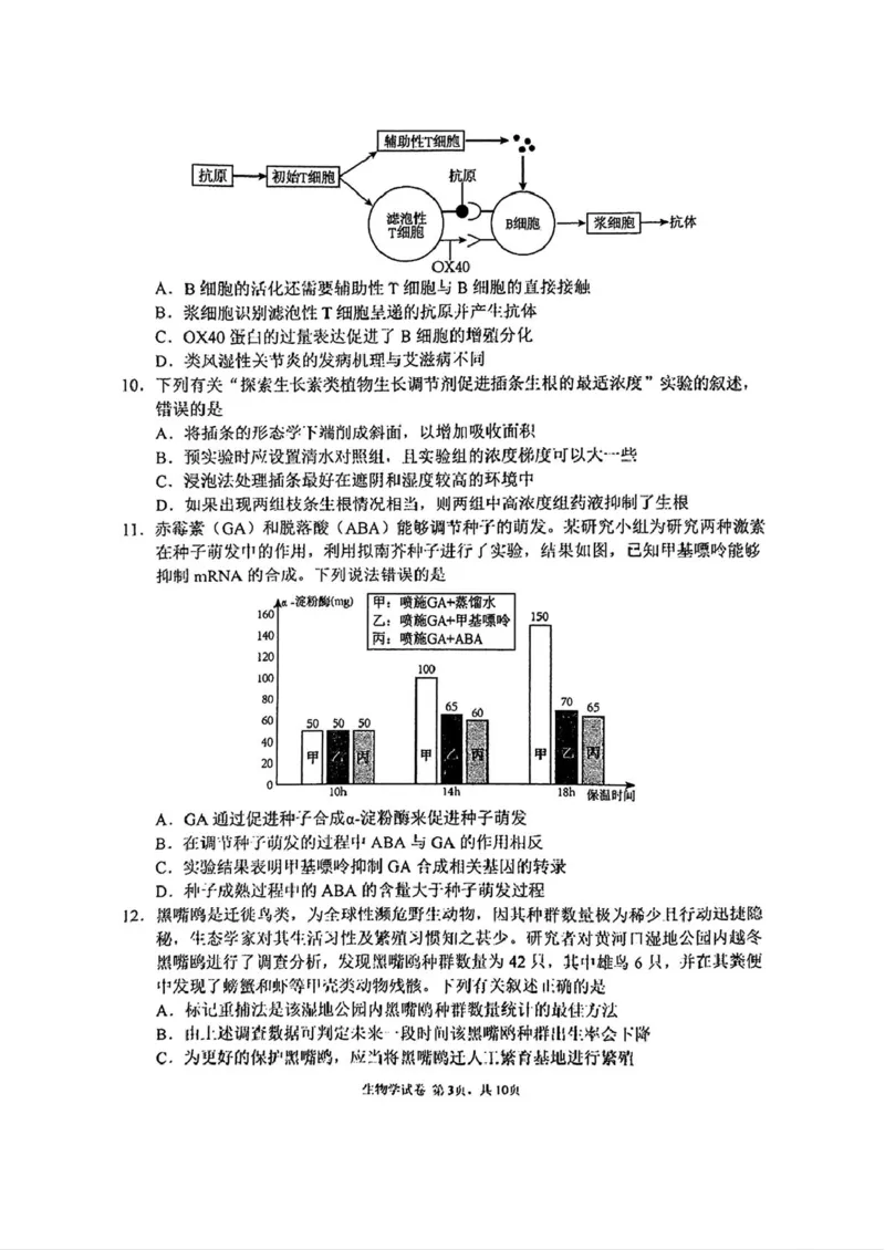 吉林省长春市东北师范大学附属中学2024-2025学年高三上学期第三次摸底考试生物试卷_2024-2025高三（6-6月题库）_2024年12月试卷