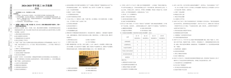 山东省中昇大联考2024-2025学年高三10月联考历史试题_2024-2025高三（6-6月题库）_2024年10月试卷_1027山东省中昇大联考2024-2025学年高三上学期10月联考