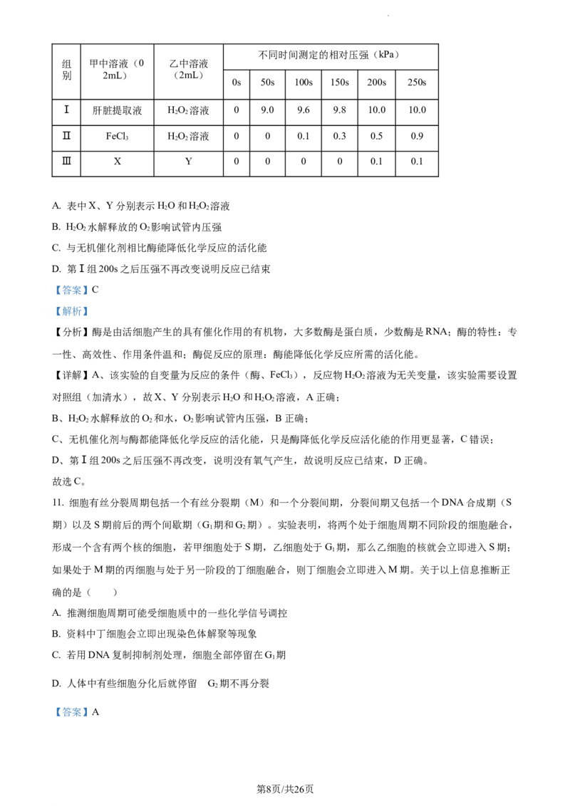 精品解析：辽宁省大连市金州高级中学2023-2024学年高三上学期期中生物试题（解析版）(1)_2023年11月_0211月合集_2024届辽宁省大连市金州高级中学高三上学期期中考试