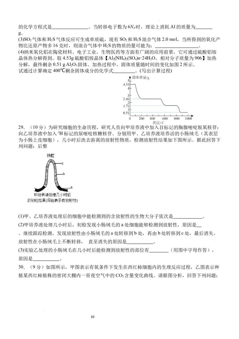 四川省宜宾市第四中学校2024届高三上学期一诊模拟考试理科综合(1)_2023年11月_0211月合集_2024届四川省宜宾市第四中学校高三上学期一诊模拟考试