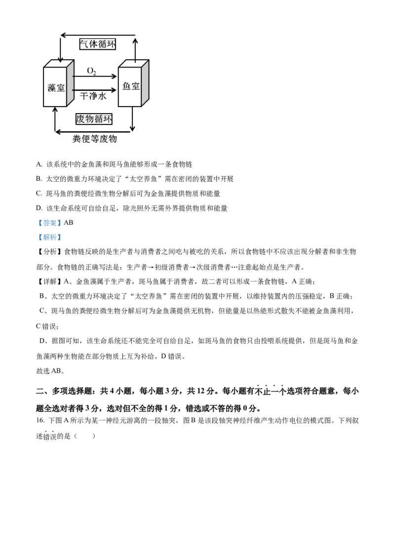 江苏省连云港市灌南县2024-2025学年高二上学期11月期中生物试题Word版含解析_2024-2025高二（7-7月题库）_2024年12月试卷_1213江苏省连云港市灌南县2024-2025学年高二上学期11月期中考试