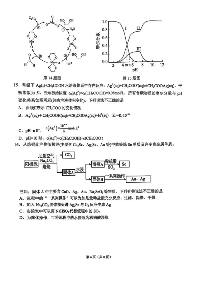 化学试卷_2024-2025高三（6-6月题库）_2025年02月试卷_02152025年2月浙江G12名校协作体高三返校考（全科）_浙江省名校协作体2024-2025学年高三下学期联考化学