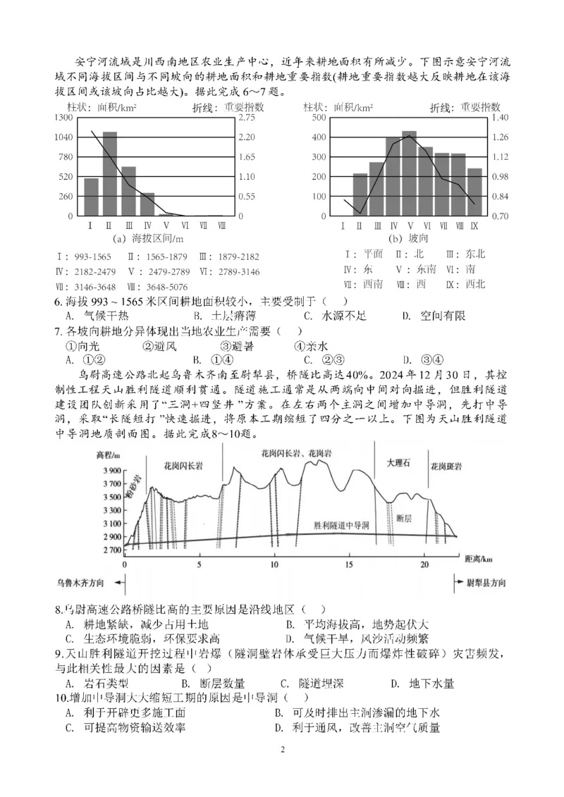 四川省成都市第七中学2024-2025学年高三下学期2月入学考试地理_2024-2025高三（6-6月题库）_2025年02月试卷_0216四川省成都市第七中学2024-2025学年高三下学期2月入学考试（全科）