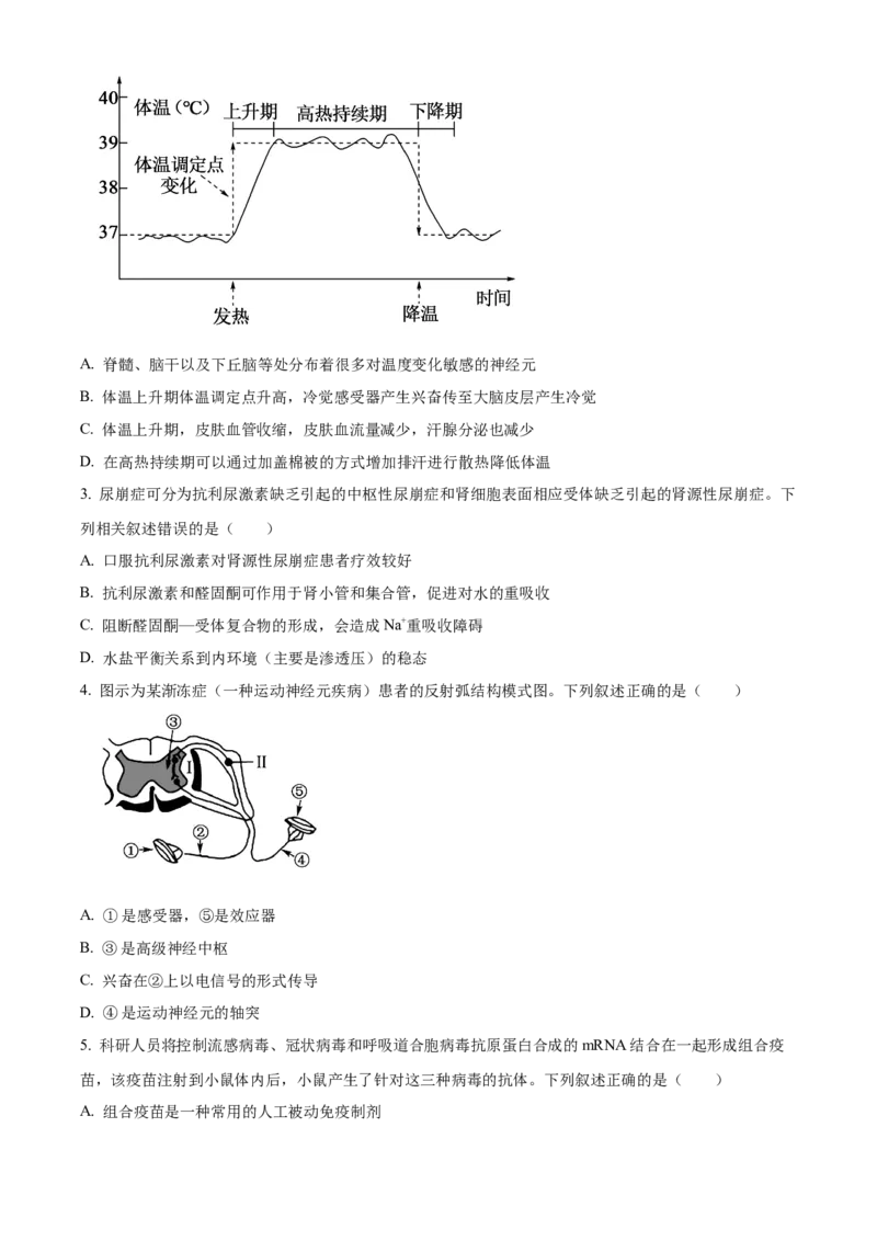 江苏省连云港市2024-2025学年高二上学期期末调研考试生物试题Word版无答案_2024-2025高二（7-7月题库）_2025年03月试卷_0311江苏省连云港市2024-2025学年高二上学期期末考试