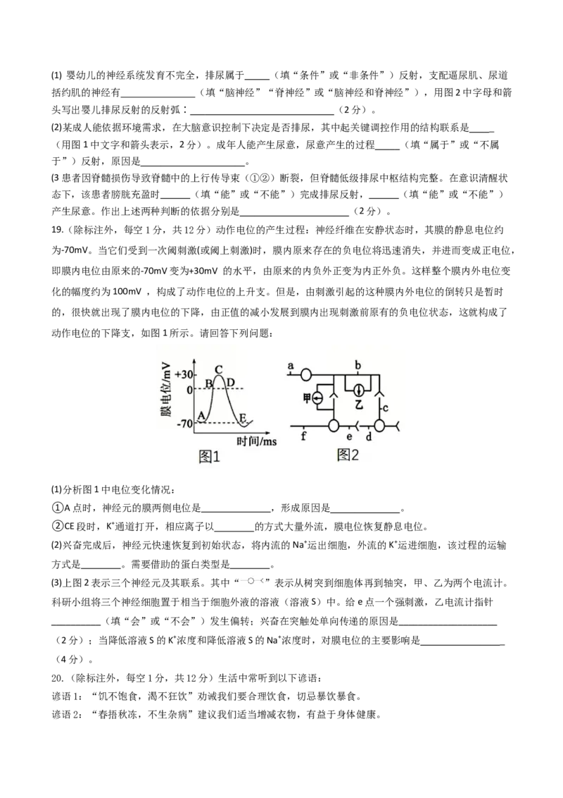 江西省赣州市十三校2025-2026学年高二上学期期中联考试题生物Word版无答案_2024-2025高二（7-7月题库）_2026年1月高二_260105江西省赣州市十三校2025-2026学年高二上学期期中联考试题