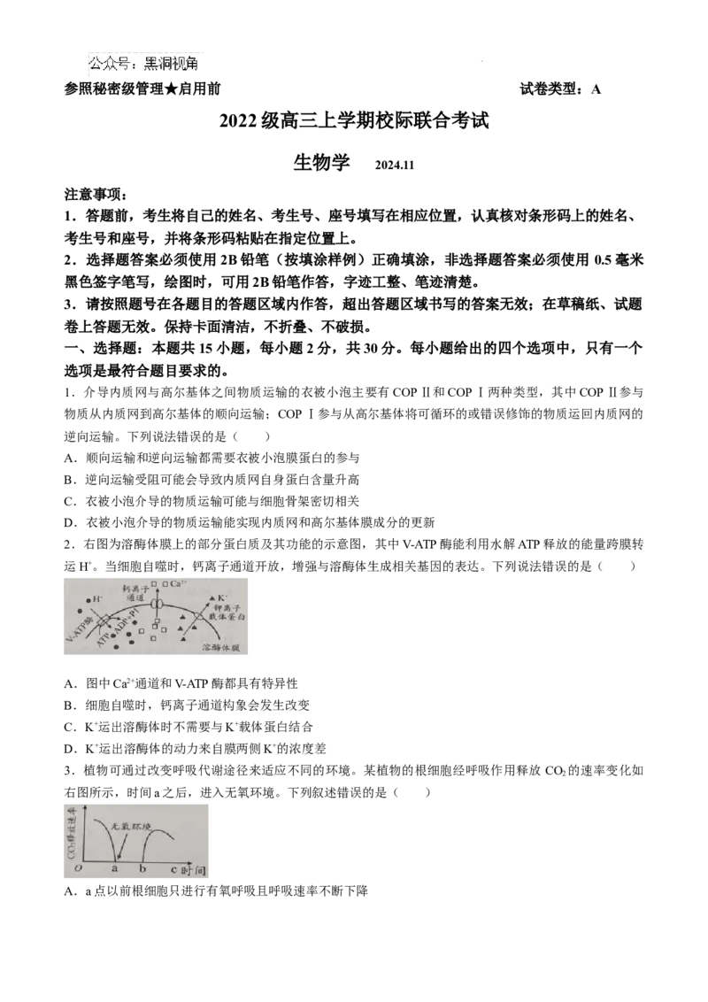 山东省日照市2025届高三上学期11月期中校际联合考试生物_2024-2025高三（6-6月题库）_2024年11月试卷_1126山东省日照市2025届高三上学期11月期中校际联合考试