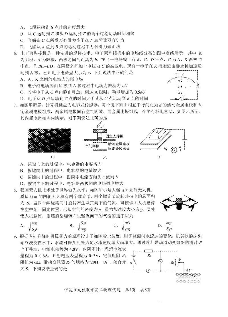宁波市2024学年第一学期期末九校联考高二物理试题宁波市2024学年第一学期_2024-2025高二（7-7月题库）_2025年03月试卷_0304浙江省宁波市九校2024-2025学年高二上学期期末联考试题
