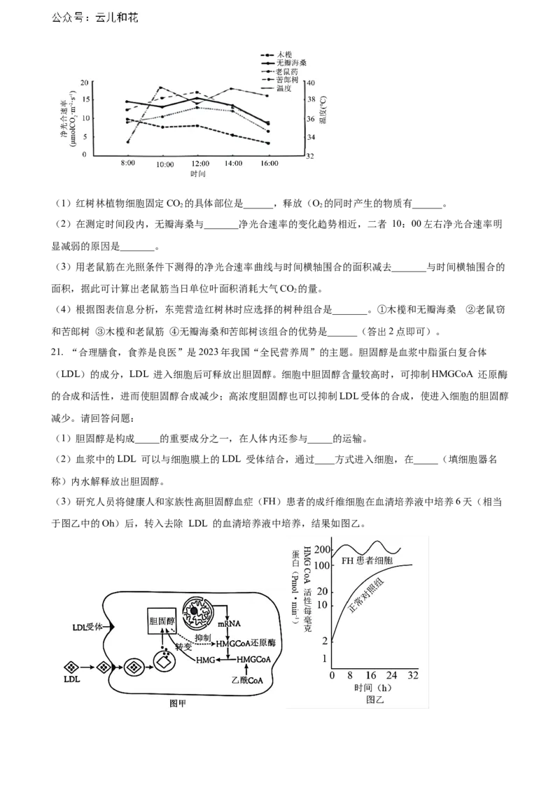 广东省东莞市2023-2024学年高二下学期7月期末考试生物Word版含解析_2024-2025高二（7-7月题库）_2024年07月试卷_0726广东省东莞市2023-2024学年高二下学期7月期末考试
