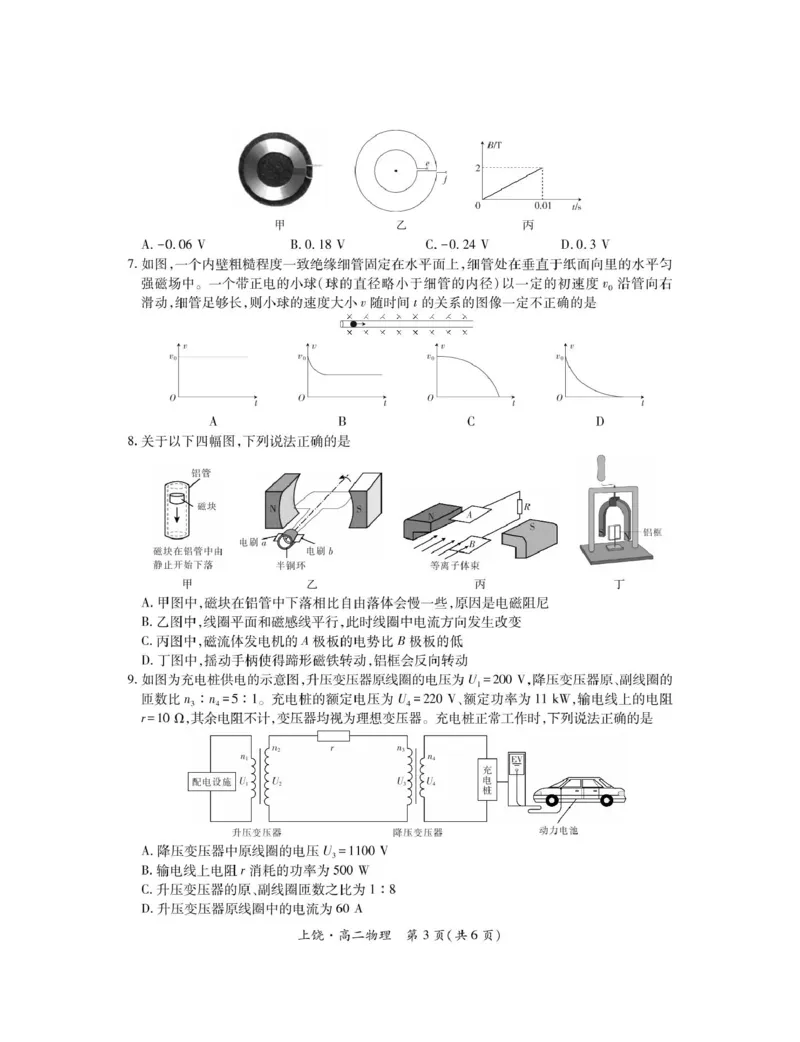 江西省上饶市六校2024-2025学年高二下学期第一次联合考试（5月）物理试卷（PDF版，含解析）_2024-2025高二（7-7月题库）_2025年6月试卷