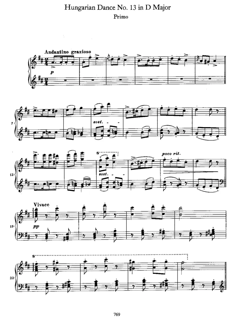 HungarianDanceNo13inD_一万首著名钢琴曲谱哈农贝多芬合集视频教学电子版高清无水印可打印_1古典钢琴知名音乐家谱_勃拉姆斯钢琴谱全集_匈牙利舞曲四手联弹版