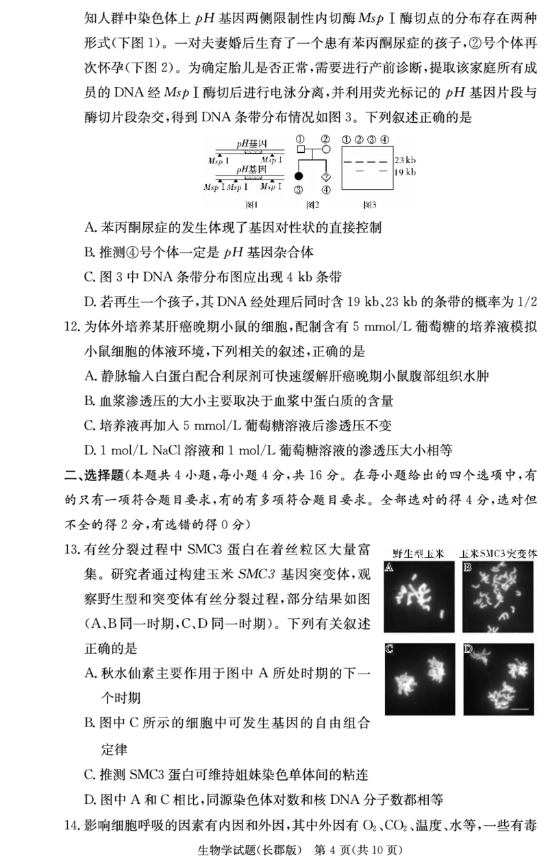生物试卷（长郡三）(1)_2023年11月_0211月合集_2024届湖南省长沙市长郡中学高三上学期月考（三）_湖南省长沙市长郡中学2024届高三上学期月考（三）生物