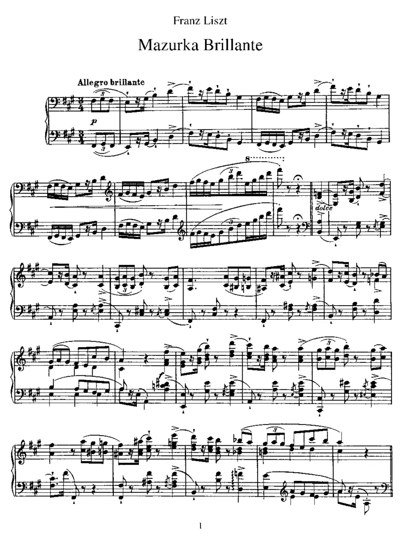 MazurkaBrillante_一万首著名钢琴曲谱哈农贝多芬合集视频教学电子版高清无水印可打印_1古典钢琴知名音乐家谱_李斯特钢琴谱全集_其他作品