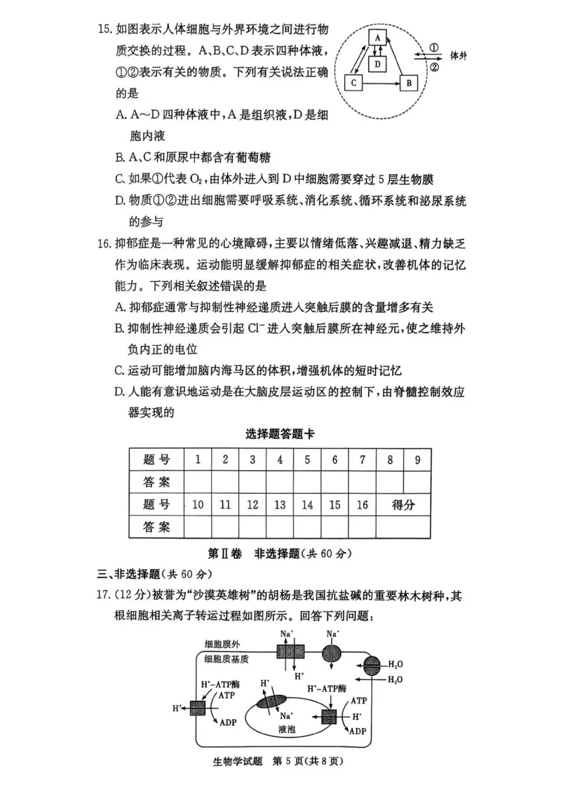 名校联考联合体2025年秋季高二第二次联考生物_2025年10月高二试卷_251021湖南省炎德英才名校联考联合体2025年秋季高二第二次联考（全）