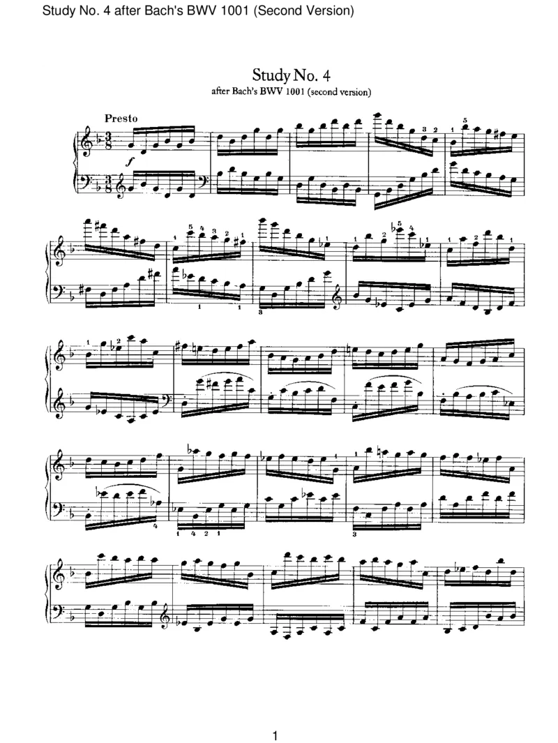 StudyNo.4afterBach'sBWV1001(SecondVersion)_一万首著名钢琴曲谱哈农贝多芬合集视频教学电子版高清无水印可打印_1古典钢琴知名音乐家谱_勃拉姆斯钢琴谱全集