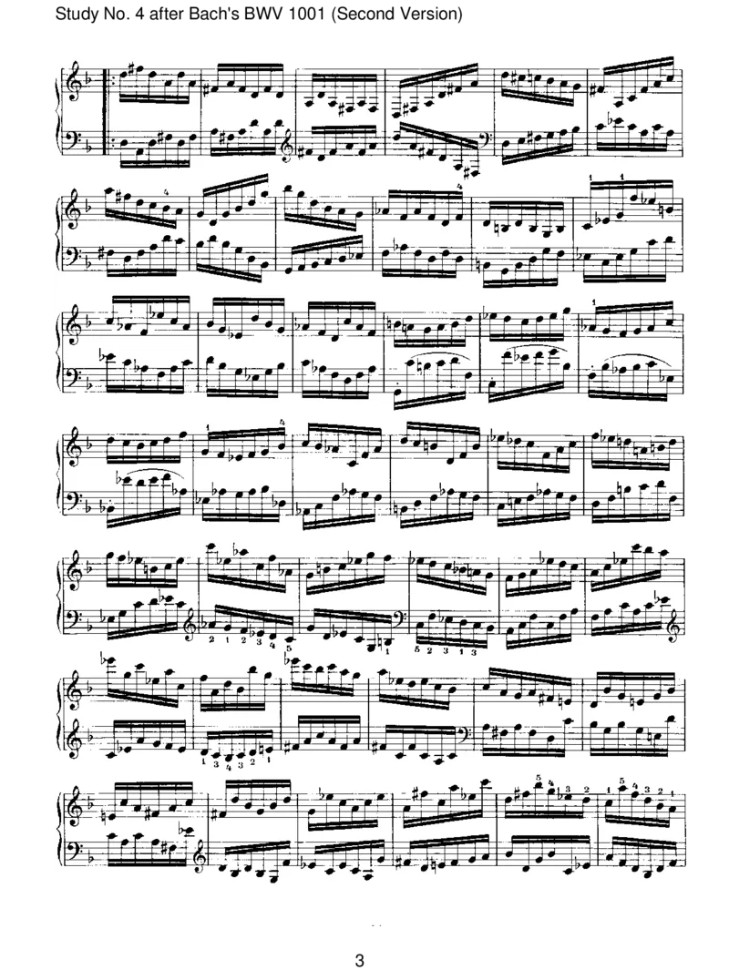 StudyNo.4afterBach'sBWV1001(SecondVersion)_一万首著名钢琴曲谱哈农贝多芬合集视频教学电子版高清无水印可打印_1古典钢琴知名音乐家谱_勃拉姆斯钢琴谱全集