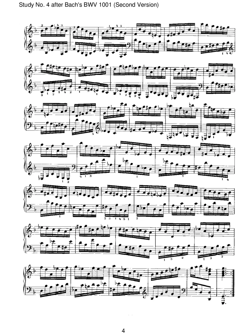 StudyNo.4afterBach'sBWV1001(SecondVersion)_一万首著名钢琴曲谱哈农贝多芬合集视频教学电子版高清无水印可打印_1古典钢琴知名音乐家谱_勃拉姆斯钢琴谱全集