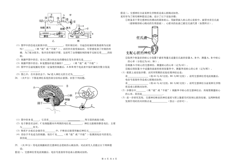 吉林省长春外国语学校2025-2026学年高二上学期第一次月考试题生物Word版含答案_2025年10月高二试卷_251027吉林省长春外国语学校2025-2026学年高二上学期10月月考（全)