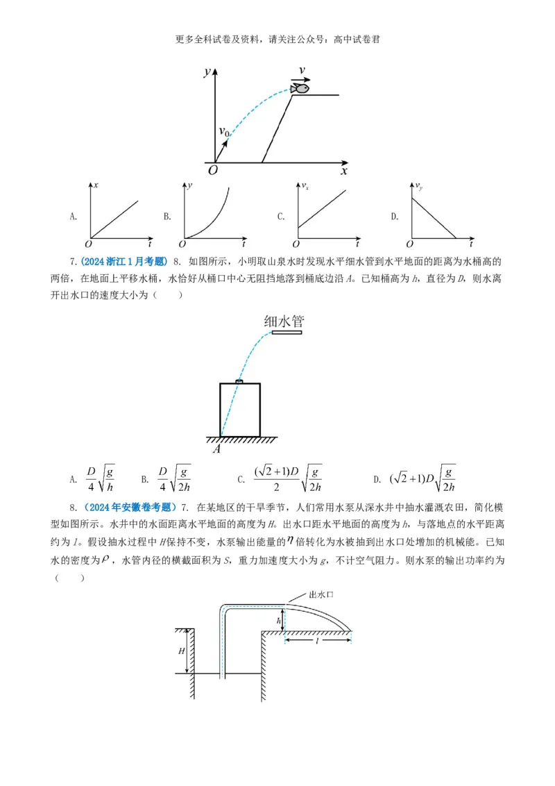 专题04曲线运动好题汇编2024年高考真题和模拟题物理分类汇编（原卷版）_2024-2025高三（6-6月题库）_2024年07月试卷_2407172024年高考物理真题和模拟题分类汇编（全国通用）