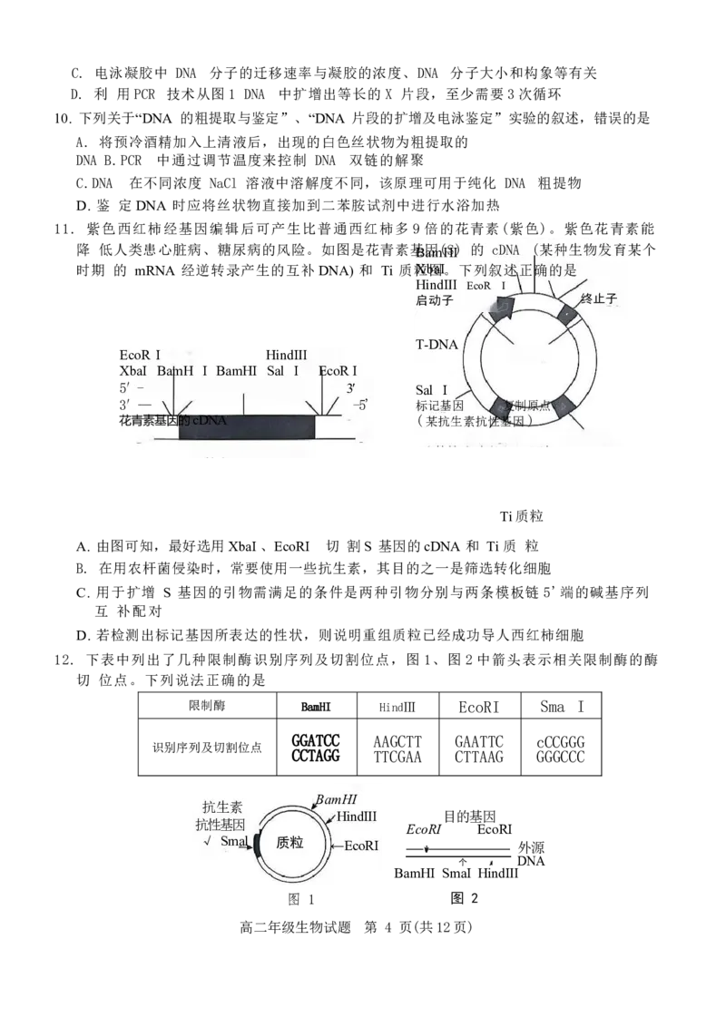 河南省南阳市六校2024-2025学年高二下学期第二次联考生物试卷(含详解)_2024-2025高二（7-7月题库）_2025年6月试卷_0611河南省南阳市六校2024-2025学年高二下学期第二次联考试题
