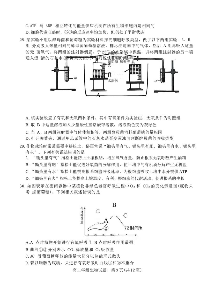 河南省南阳市六校2024-2025学年高二下学期第二次联考生物试卷(含详解)_2024-2025高二（7-7月题库）_2025年6月试卷_0611河南省南阳市六校2024-2025学年高二下学期第二次联考试题