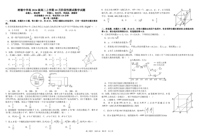 四川省成都市树德中学2025-2026学年高二上学期10月月考试题数学PDF版含答案（可编辑）_2025年10月高二试卷_251017四川省成都市树德中学2025-2026学年高二上学期10月月考试题（全）