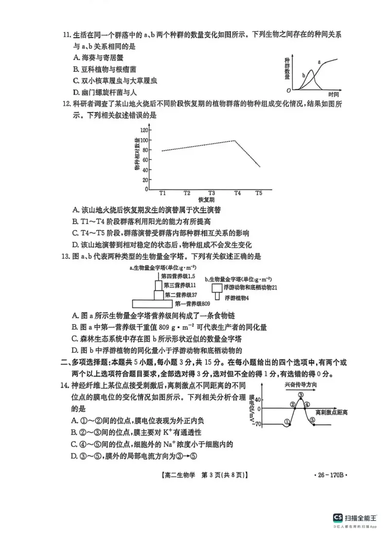 河北邢台市高二联考2025-2026学年高二上学期12月月考生物试题含答案_2024-2025高二（7-7月题库）_2026年1月高二_260111河北省邢台市2025-2026学年高二上学期第三次月考（全）