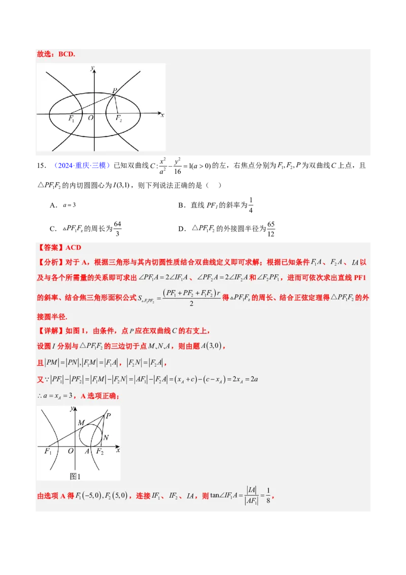 专题16双曲线（1大考向真题解读）-解析版_2024-2025高三（6-6月题库）_2024年08月试卷_08202025版《真题题源解密-专题分类》数学
