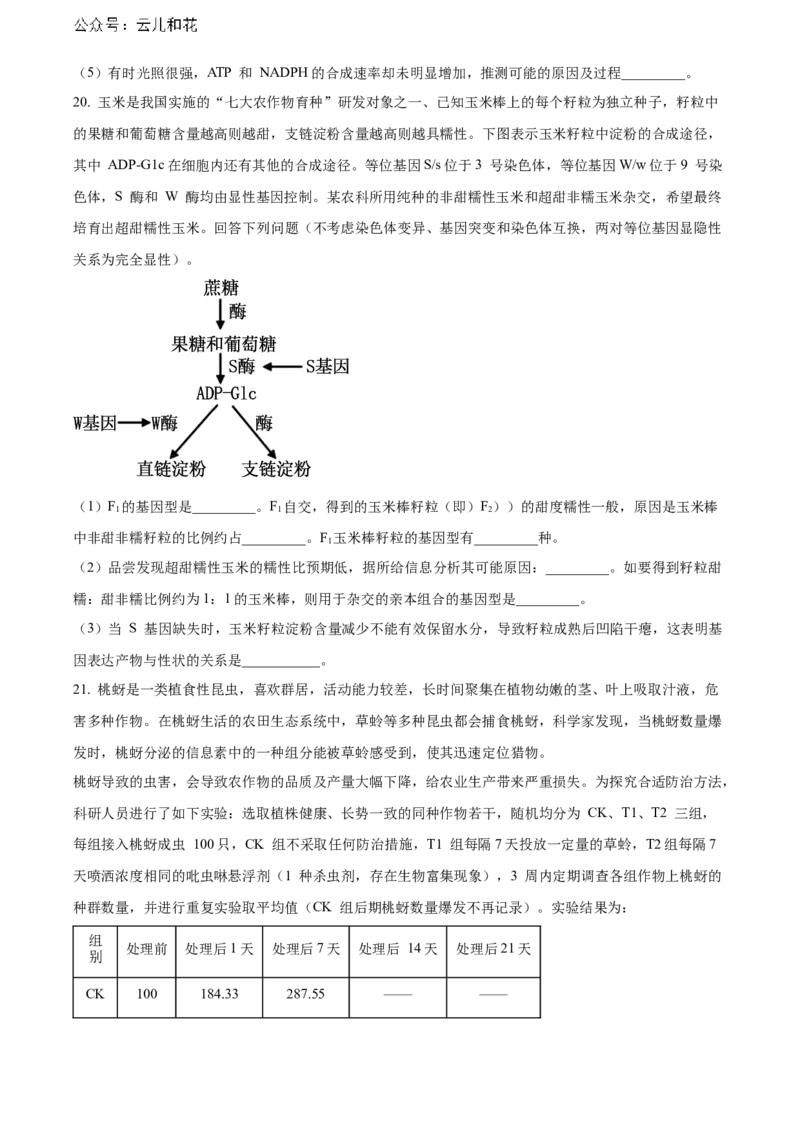 湖北省武汉外国语学校2023-2024学年高二下学期期末考试生物试卷Word版无答案_2024-2025高二（7-7月题库）_2024年07月试卷_0723湖北省武汉外国语学校2023-2024学年高二下学期期末考试