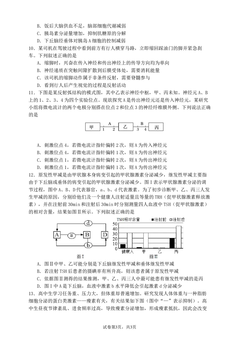 德阳市高2024级高二上期期中教学质量监测考试生物试卷_251202四川省德阳市2025-2026学年高二上学期期中考试（全）