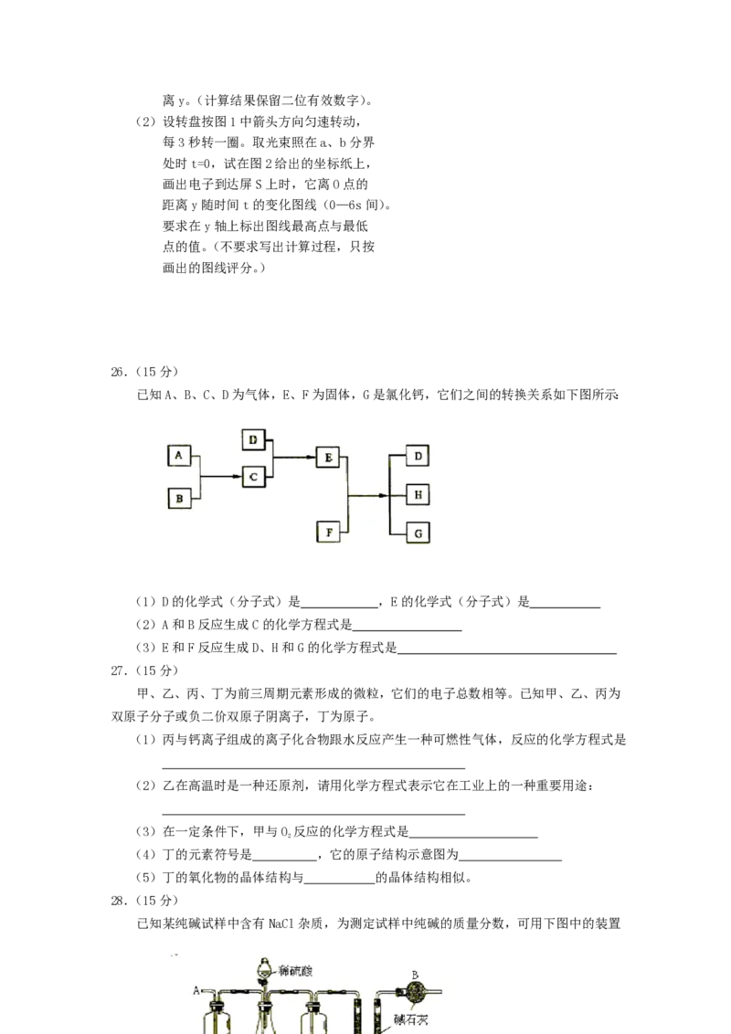 2005年湖南高考理科综合真题及答案_化学高考真题试卷_旧1990-2007&middot;高考化学真题_1990-2007&middot;高考化学真题&middot;PDF_湖南