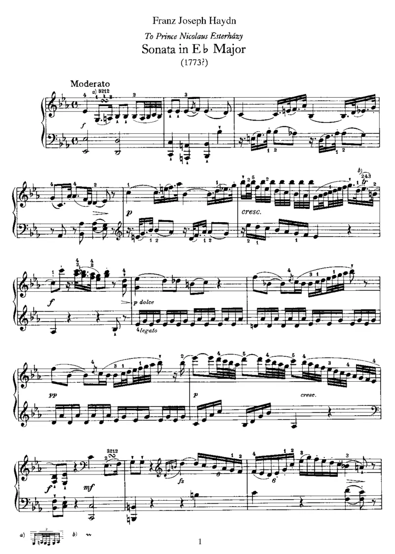 PianoSonataNo25inEb_NoRestriction_一万首著名钢琴曲谱哈农贝多芬合集视频教学电子版高清无水印可打印_1古典钢琴知名音乐家谱_海顿钢琴谱全集_奏鸣曲