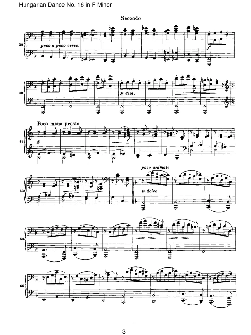 HungarianDanceNo.16inFMinor_一万首著名钢琴曲谱哈农贝多芬合集视频教学电子版高清无水印可打印_1古典钢琴知名音乐家谱_勃拉姆斯钢琴谱全集_VI.PianoWorksforFourHands
