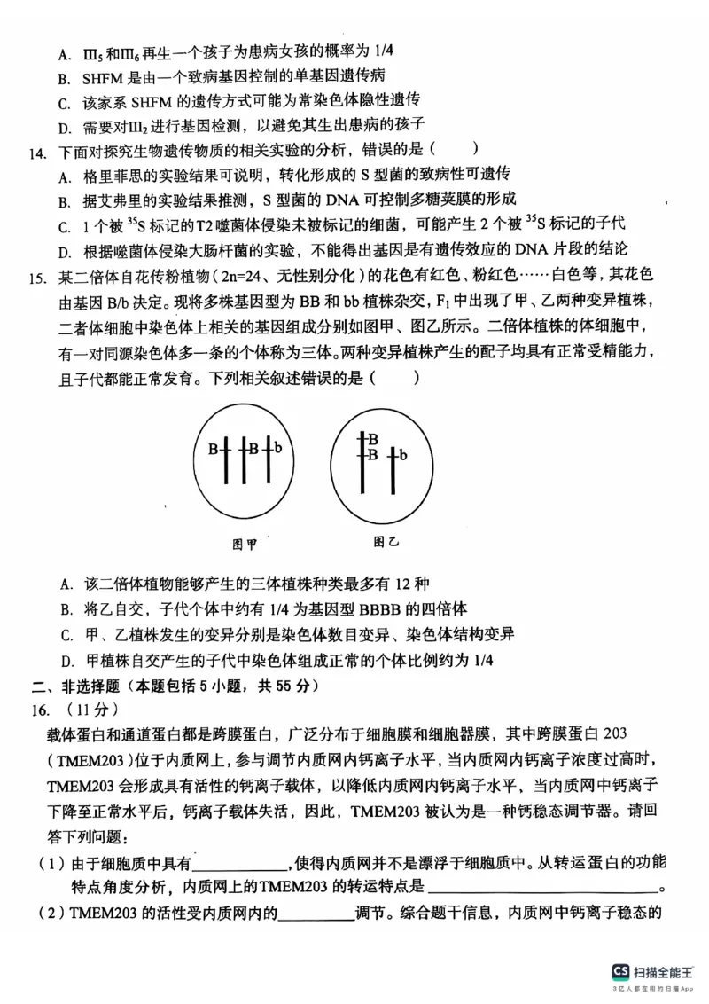 安徽省A10联盟2024-2025学年高三上学期11月月考生物试题_2024-2025高三（6-6月题库）_2024年11月试卷_1116安徽A10联盟2025届高三上学期11月段考（全科）_安徽A10联盟2025届高三上学期11月段考生物