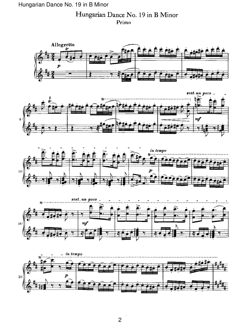 HungarianDanceNo.19inBMinor_一万首著名钢琴曲谱哈农贝多芬合集视频教学电子版高清无水印可打印_1古典钢琴知名音乐家谱_勃拉姆斯钢琴谱全集_VI.PianoWorksforFourHands
