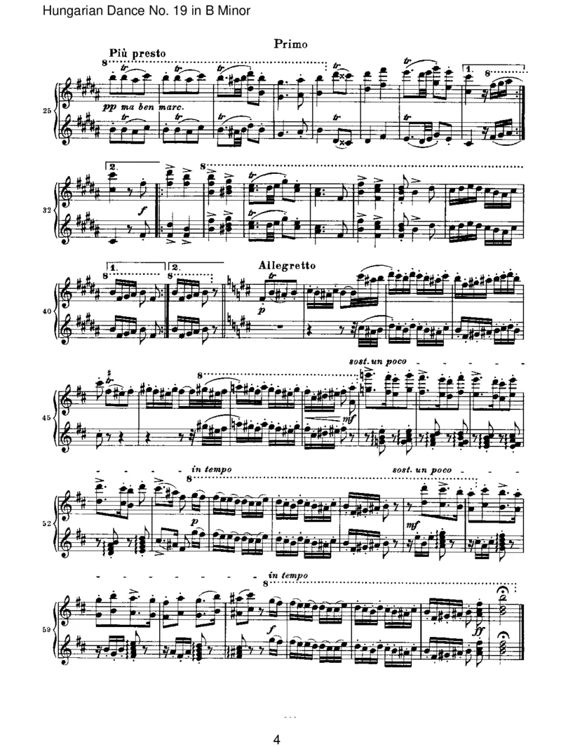 HungarianDanceNo.19inBMinor_一万首著名钢琴曲谱哈农贝多芬合集视频教学电子版高清无水印可打印_1古典钢琴知名音乐家谱_勃拉姆斯钢琴谱全集_VI.PianoWorksforFourHands