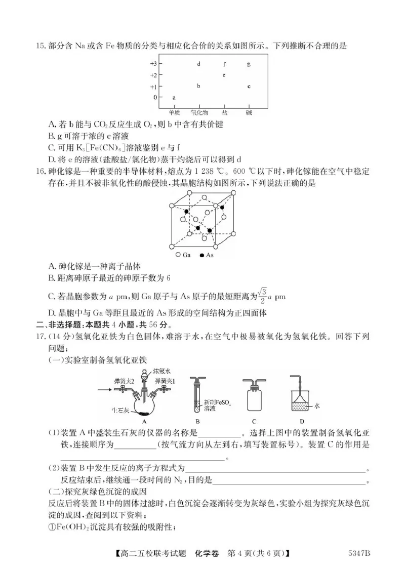 广东省惠州仲恺中学等五校2024-2025学年高二下学期4月联考化学试卷（图片版，含答案）_2024-2025高二（7-7月题库）_2025年04月试卷(1)