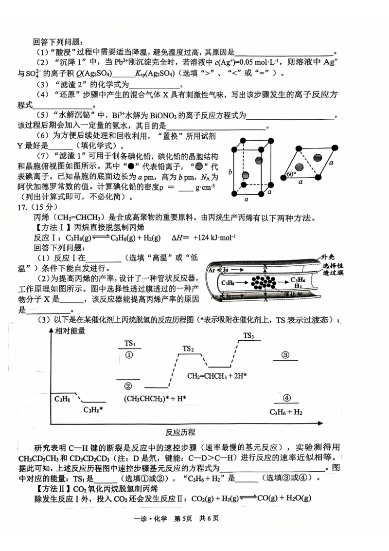 四川省泸州市高2022级第一次教学质量诊断性考试化学_2024-2025高三（6-6月题库）_2024年11月试卷_1130四川省泸州市高2022级第一次教学质量诊断性考试（全科）