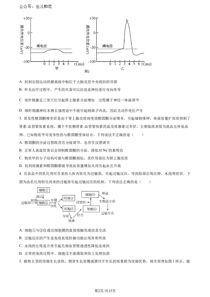 安徽省皖中名校联盟+2023&mdash;2024学年高二下学期期末考试生物试题_2024-2025高二（7-7月题库）_2024年07月试卷_0722安徽省智学大联考皖中联盟（合肥八中）2023-2024学年高二下学期期末考试