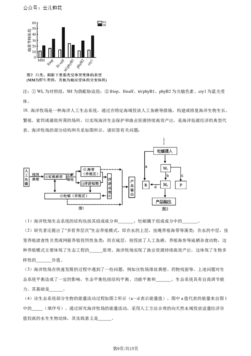 安徽省皖中名校联盟+2023&mdash;2024学年高二下学期期末考试生物试题_2024-2025高二（7-7月题库）_2024年07月试卷_0722安徽省智学大联考皖中联盟（合肥八中）2023-2024学年高二下学期期末考试