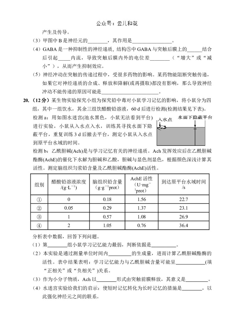 海南省文昌中学2024-2025学年高二上学期第一次月考试题生物Word版含答案_2024-2025高二（7-7月题库）_2024年11月试卷_1105海南省文昌中学2024-2025学年高二上学期第一次月考