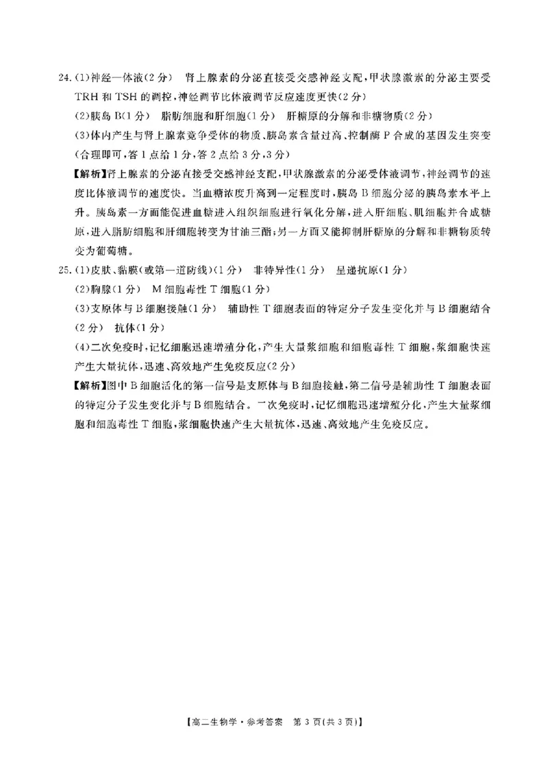河南省金太阳2024-2025学年高二上学期第二次月考生物试题_2024-2025高二（7-7月题库）_2024年10月试卷_1029河南省金太阳2024-2025学年高二上学期第二次月考