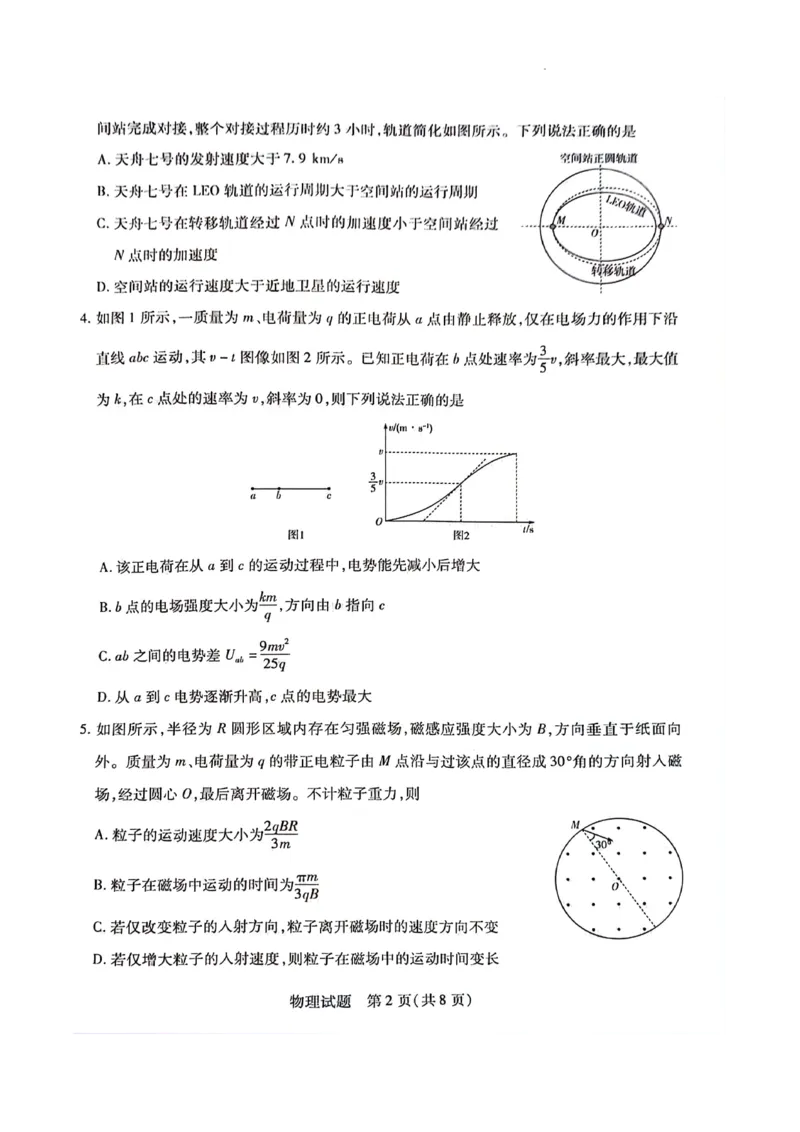 物理试卷_2024年3月_013月合集_2024届湖南省天一大联考衡阳市高三第二次联考（衡阳二模）_天一大联考2024届湖南省衡阳市高三第二次联考（衡阳二模）物理