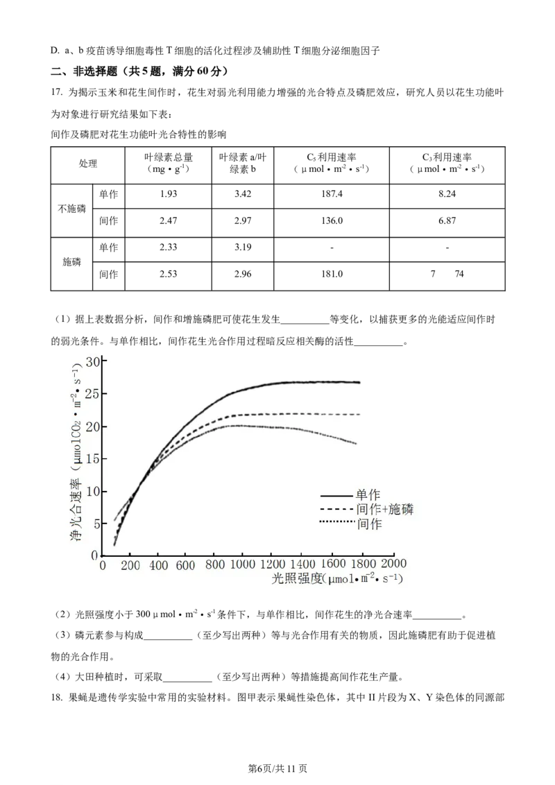 精品解析：福建省厦门市湖滨中学2023-2024学年高三上学期期中生物试题（原卷版）(1)_2023年11月_0211月合集_2024届福建省厦门市湖滨中学高三上学期期中考试