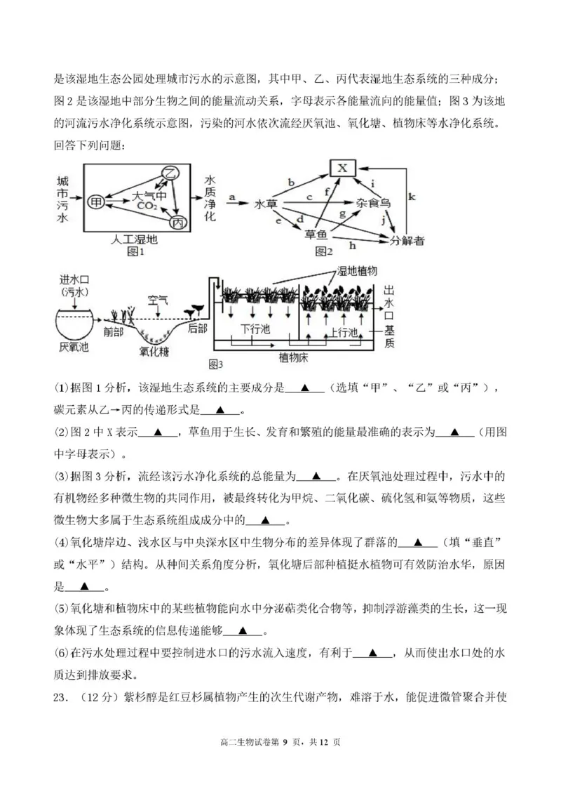 江苏省盐城市五校联考2024-2025学年高二下学期5月期中生物试题（扫描版，含答案）_2024-2025高二（7-7月题库）_2025年05月试卷_0520江苏省盐城市五校2024-2025学年高二下学期5月期中