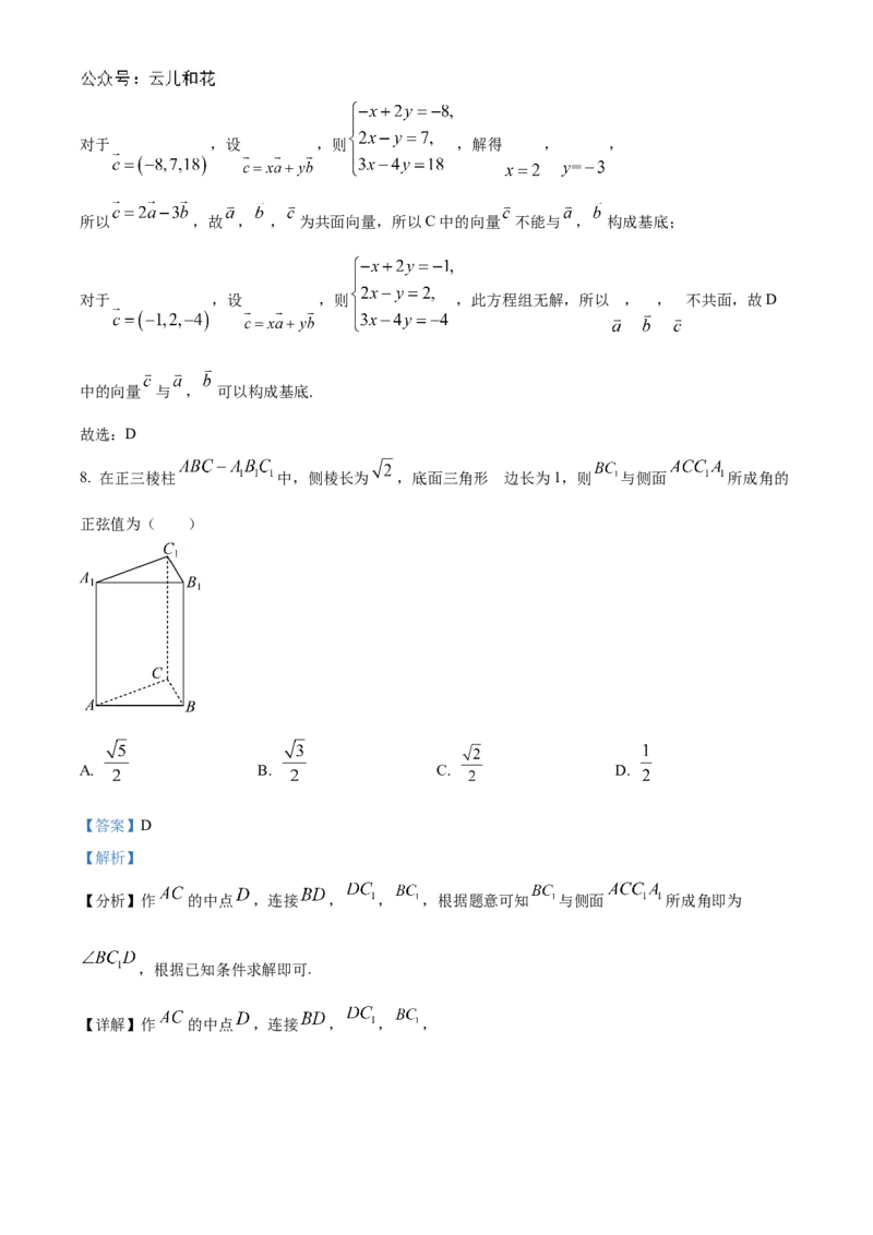 四川省眉山市仁寿县新科高级中学2024-2025学年高二上学期11月期中联考数学试题Word版含解析_2024-2025高二（7-7月题库）_2024年12月试卷