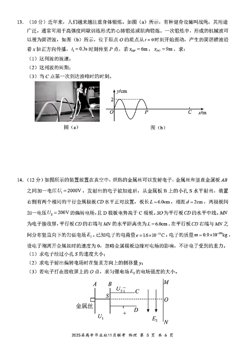 广西新课程教研联盟2025届高三毕业班11月联考物理+答案_2024-2025高三（6-6月题库）_2024年12月试卷_1206广西新课程教研联盟2025届高三毕业班11月联考